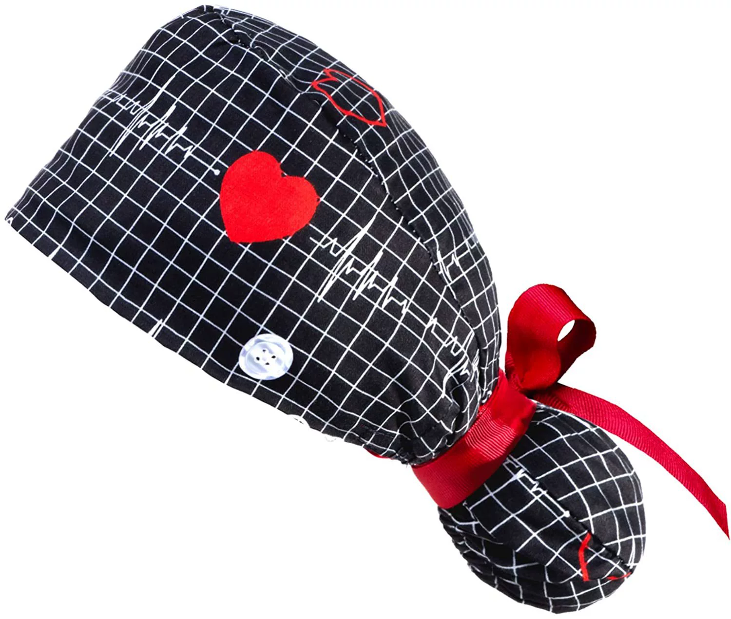 Adjustable ponytail, hat, with buttons, flowered