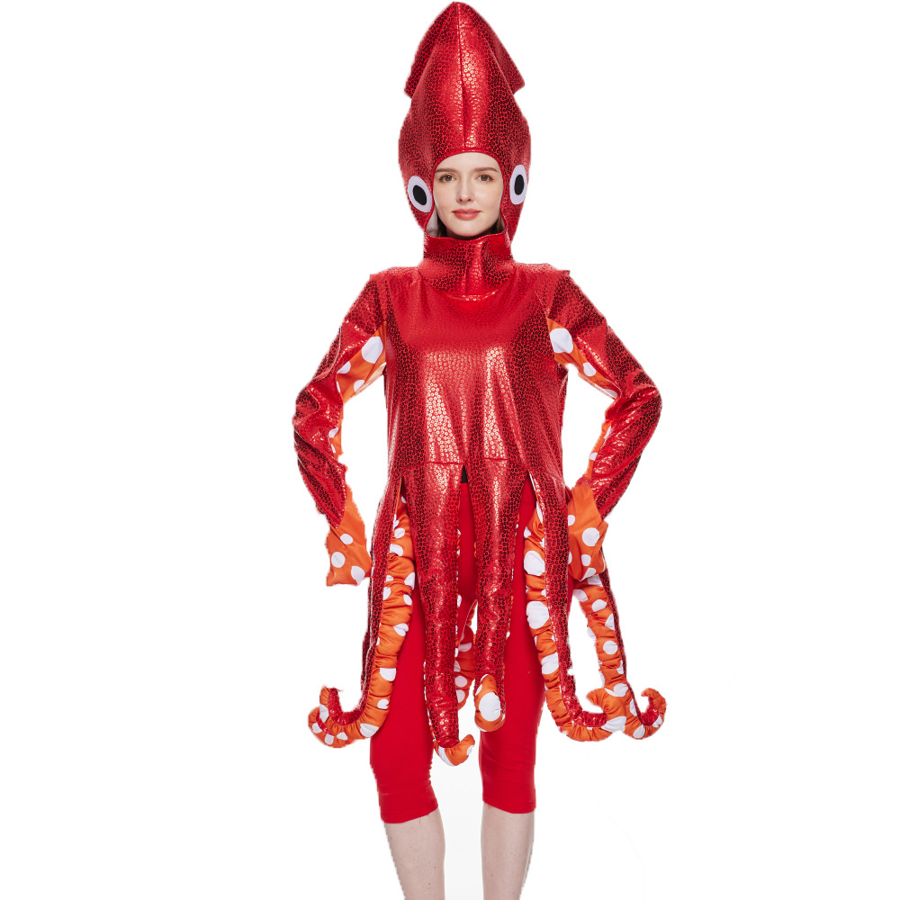 Neuer Halloween-Overall mit Tintenfisch-Motiv für Erwachsene, Party-Overall mit Meerestieren, lustiges Cosplay-Kostüm_voghion.com