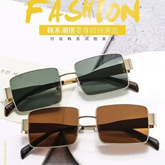 时尚复古方形金属太阳镜跨境批发凯旋门遮阳墨镜街拍女高级感眼镜