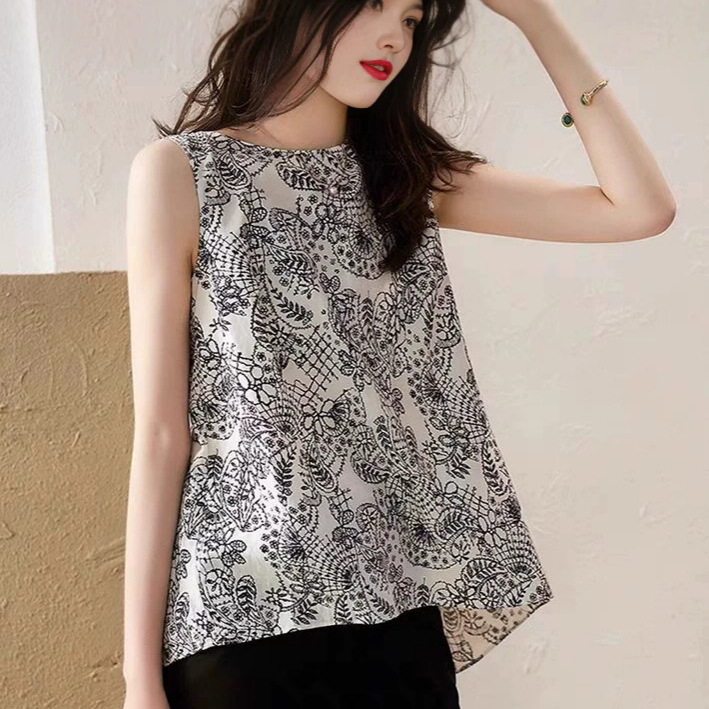 Áo hai dây nữ in họa tiết Hàn Quốc phong cách rộng mặc ngoài hoặc mặc trong — Trang chủ chi tiết 3