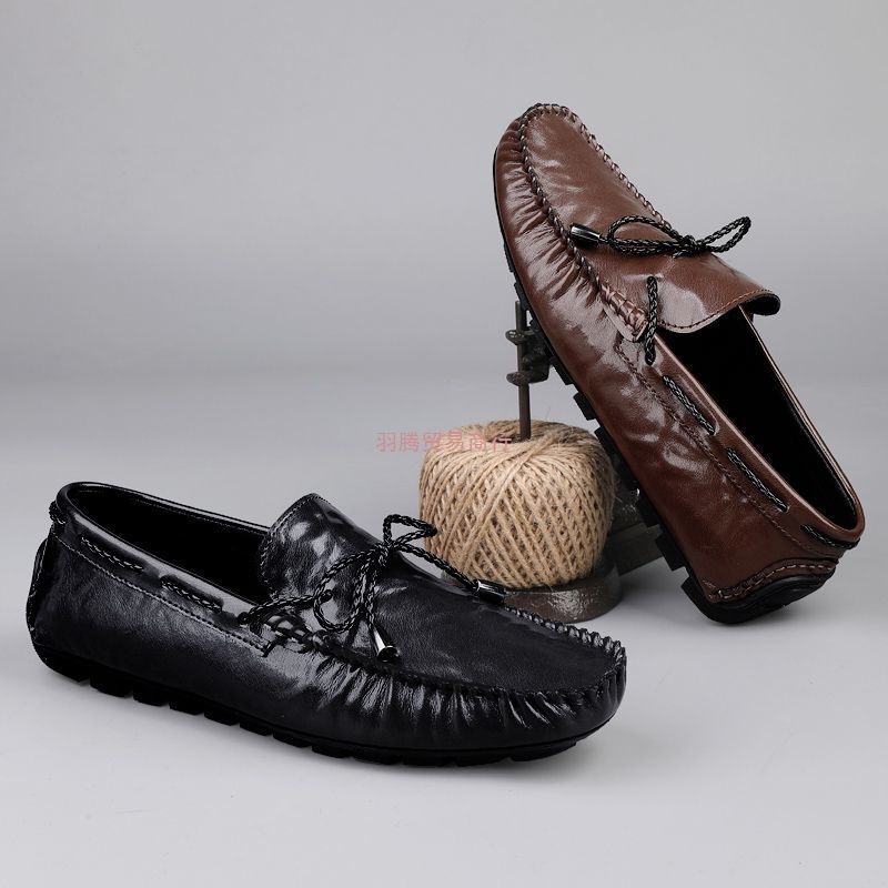 春秋新款真皮男豆豆鞋高端商务休闲皮鞋乐福鞋懒人一脚蹬驾车鞋潮