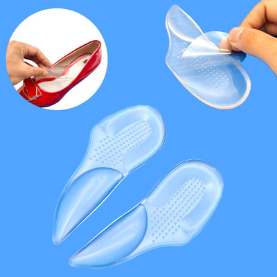 扁平足矫正足弓垫后跟垫半码鞋垫硅胶透明男女士隐形减震按摩防痛