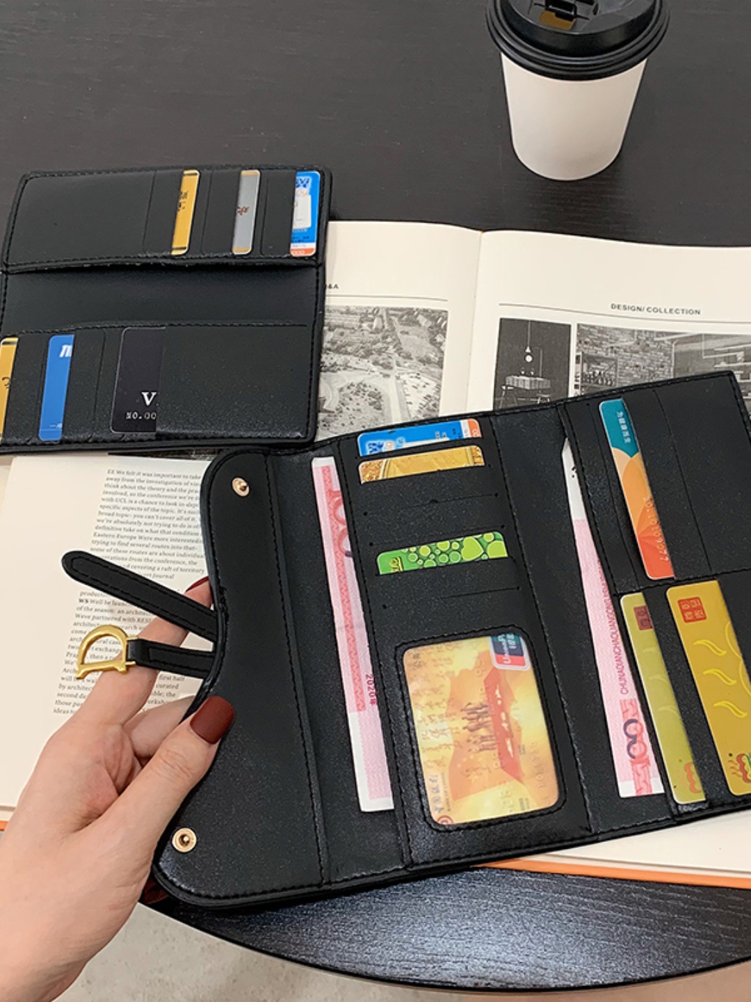 Cartera de lona corta para mujer, retro de gran capacidad, posición de múltiples tarjetas, todo fósforo, plegable larga para mujer, billetera de estilo explosivo transfronterizo de tres pliegues