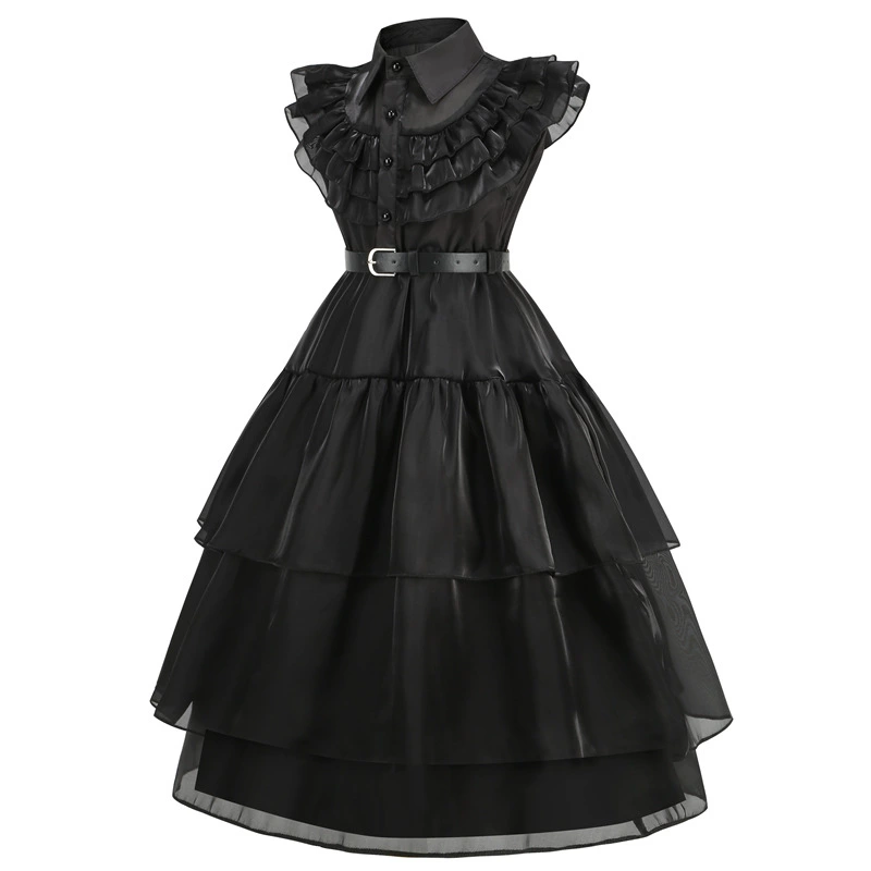 2024 Адамс Среда Черное платье Адамс Платье Хэллоуин Принцесла Платье Косплей Костюм