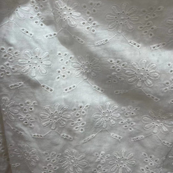 Factory wholesale 9088 cotton perforated embroidery hollow cotton foreign trade women's dress embroidery lace fabric