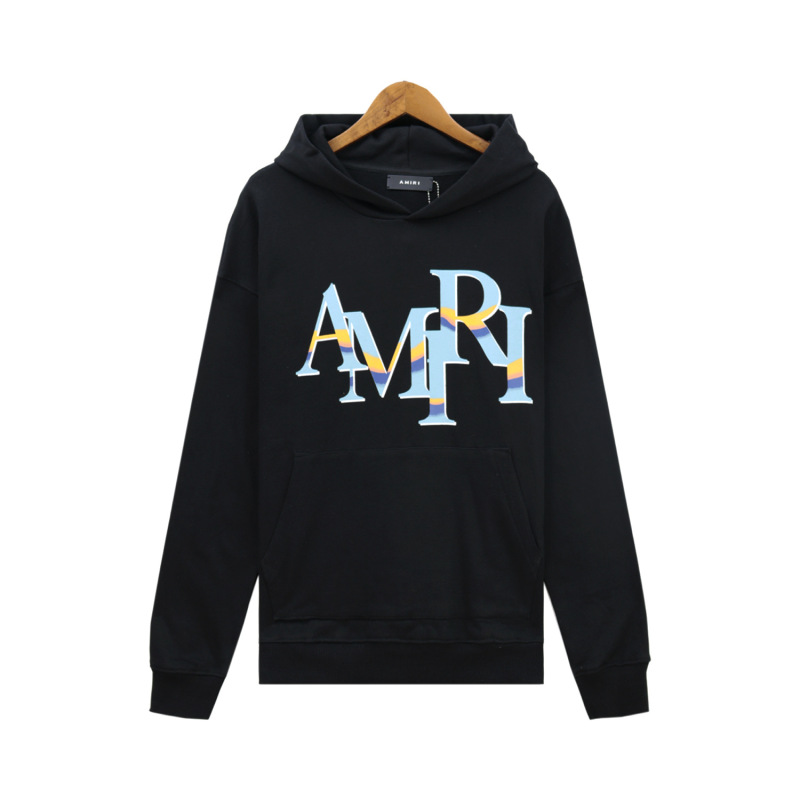 Cross-border Real Shot in stock AMIRI Metallic Letter Print Men's Pure Cotton Autumn Sports Pullover Hoodie Jacket