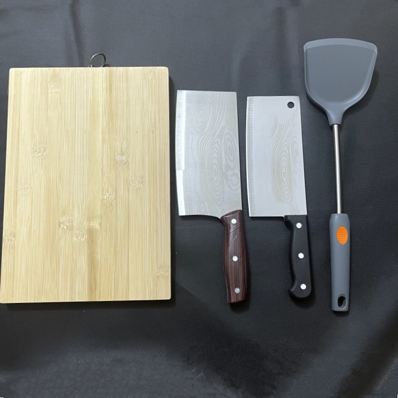 주방 칼 스테인레스 스틸 가정용 주방 칼 대나무와 나무 도마 날카로운 절단 칼 앞 절단 다시 절단 이중 목적 칼 세트