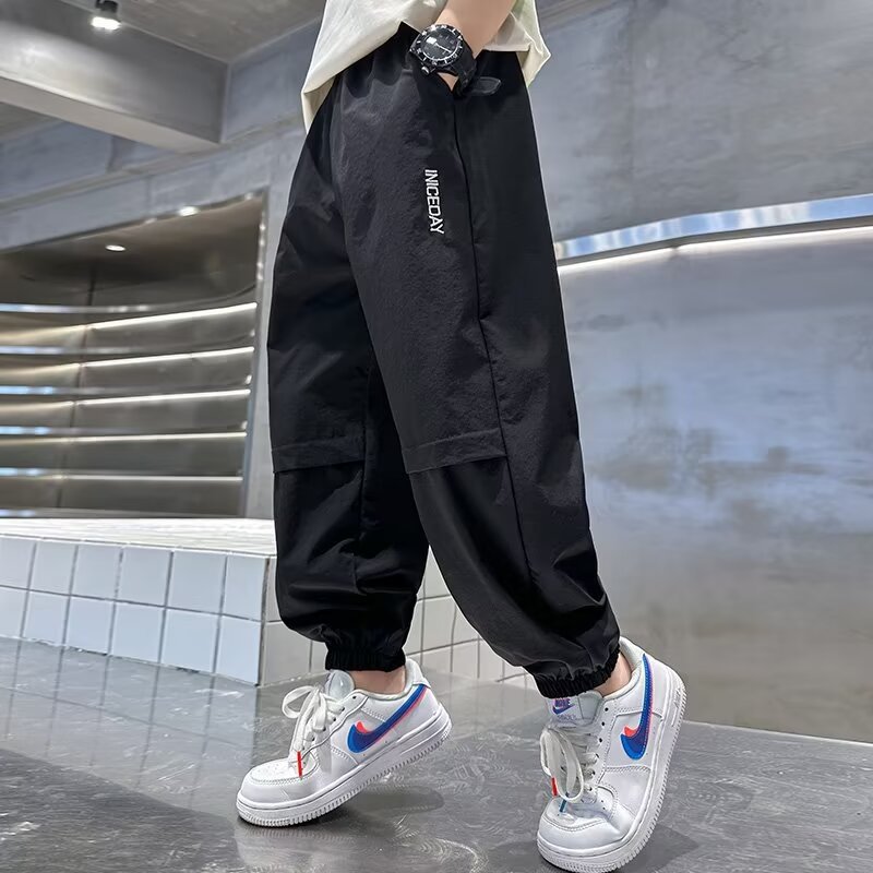Boys pants summer thin thin ice silk quick-drying large children's sports pants children's casual pants fashionable anti-mosquito pants wholesale