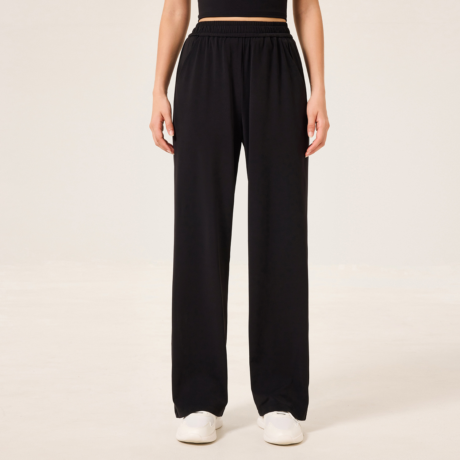 Nuevos pantalones de piernas anchas de alta elasticidad rectos de primavera para elevar las caderas, cubrir la carne y adelgazar el ejercicio de danza, pantalones deportivos de fitness
