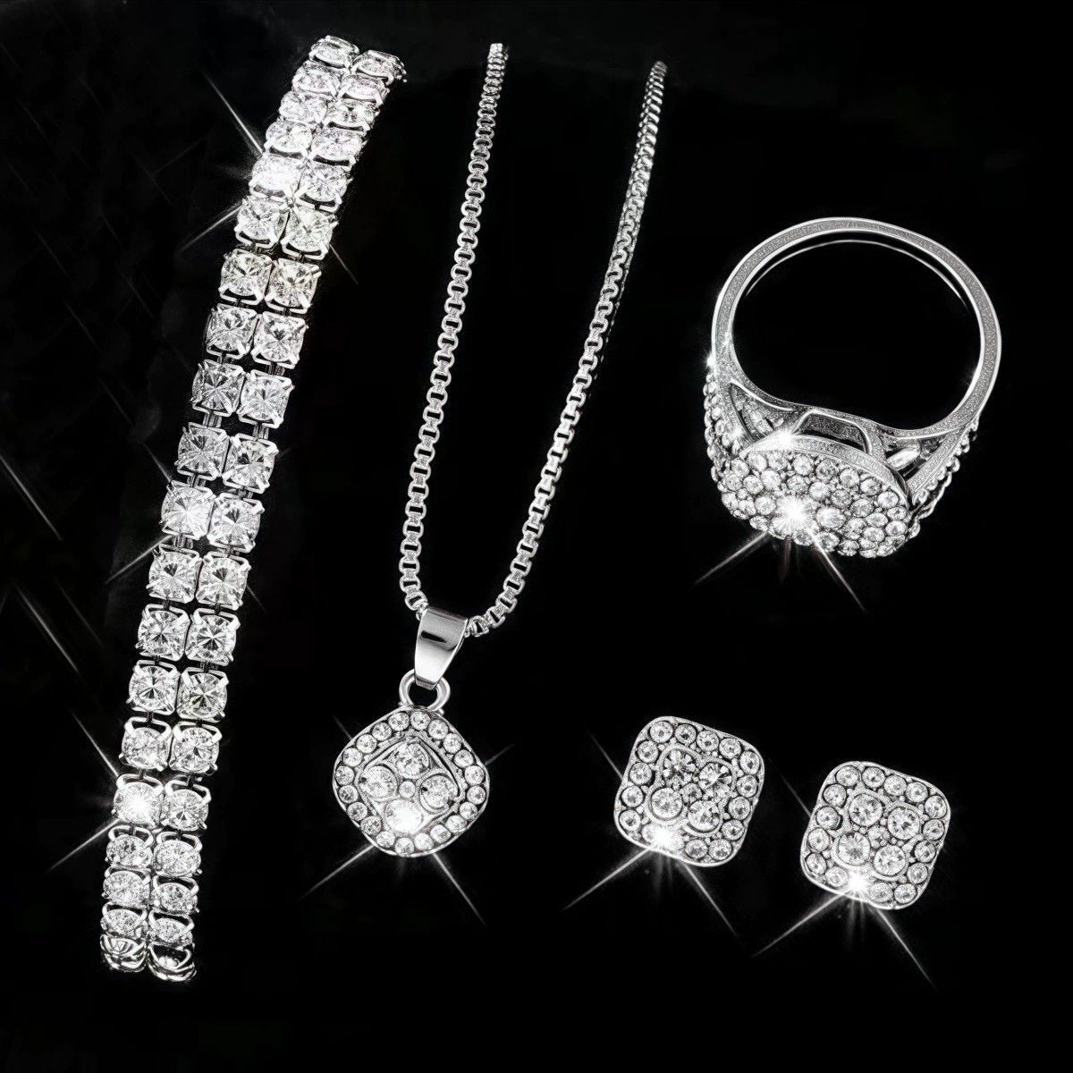 Silver jewelry four-piece set (excluding watch)