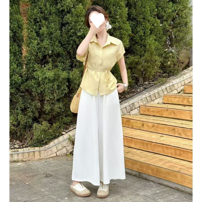 夏季新款韩版时尚气质显瘦短袖衬衫小个子新款翻领短袖衬衫|undefined