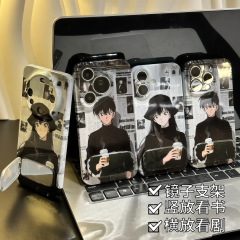 情侣报纸新一小兰适用苹果iPhone15/16手机壳14菲林13镜子支架 12