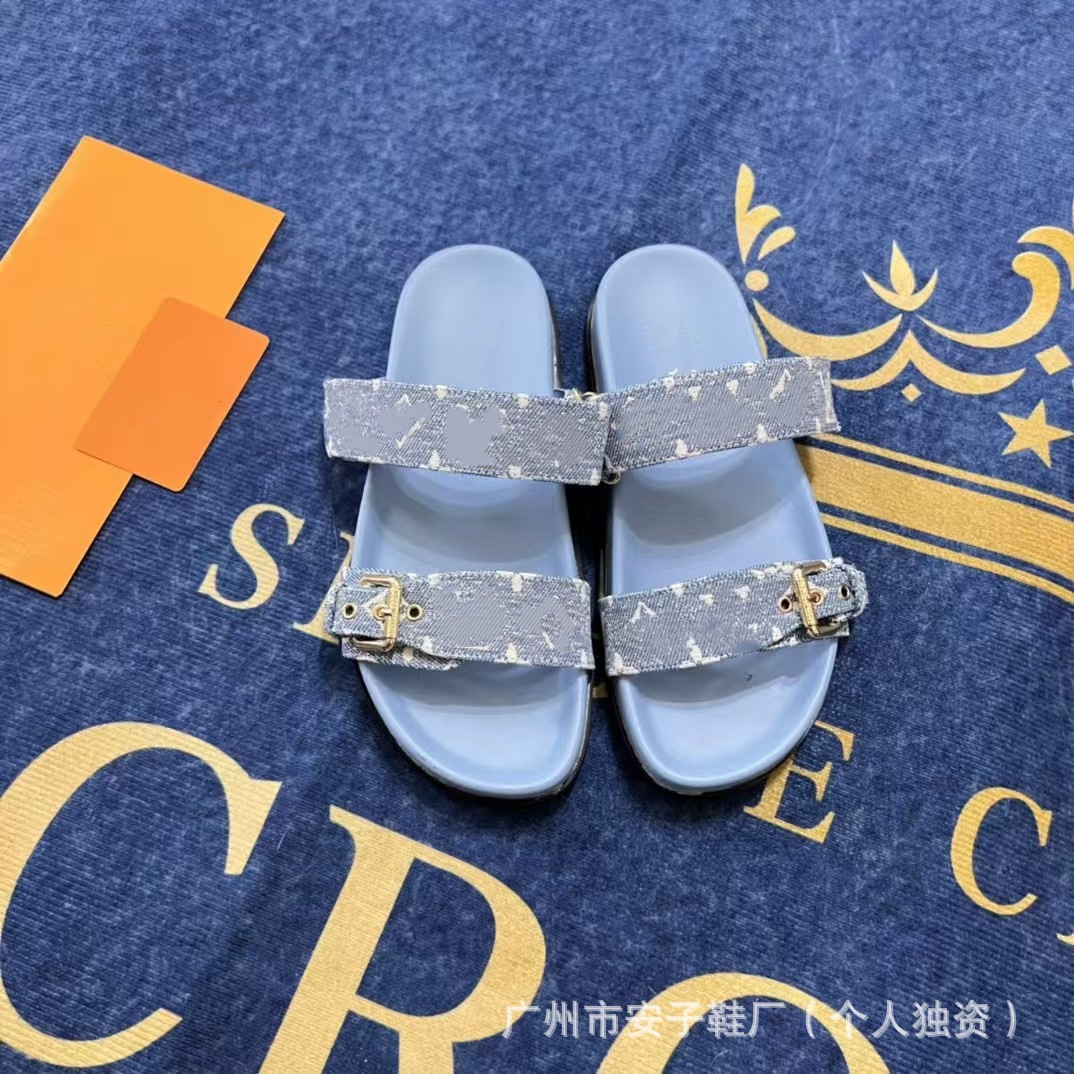 2024 nueva Europa, América, Oriente Medio, Nigeria, Singapur, Camboya, hebilla de cinturón de metal, velcro, zapatillas planas