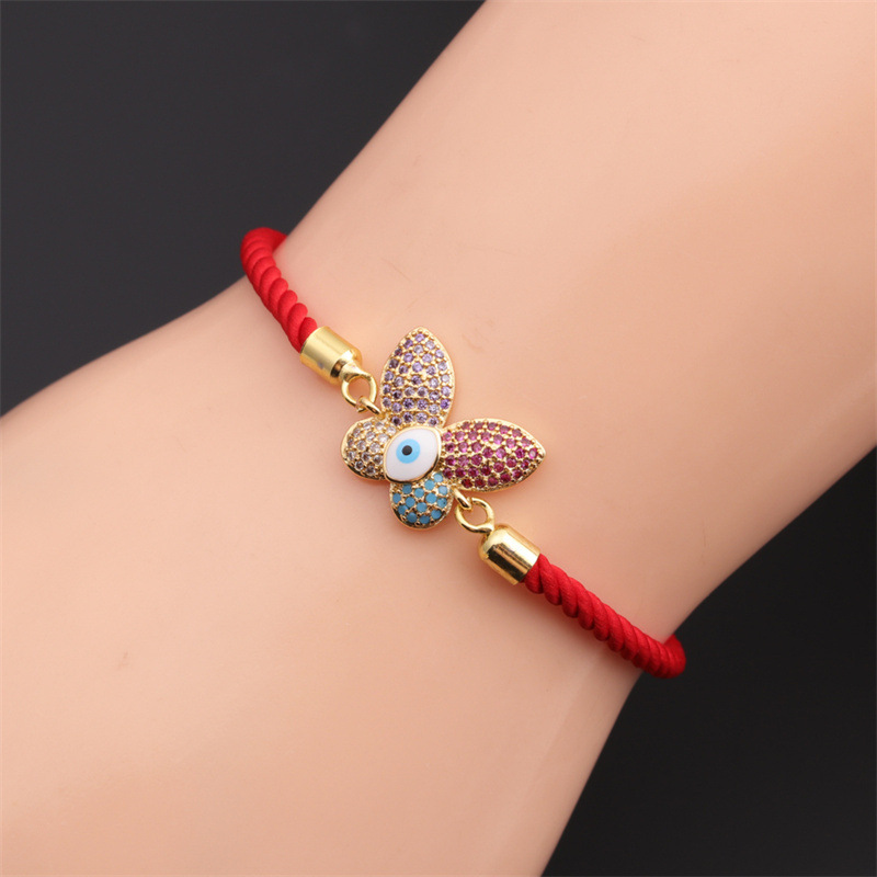 Fashion Colorful Zircon Inlaid Butterfly Adjustable Copper Bracelet Wholesale Nihaojewelry display picture 5