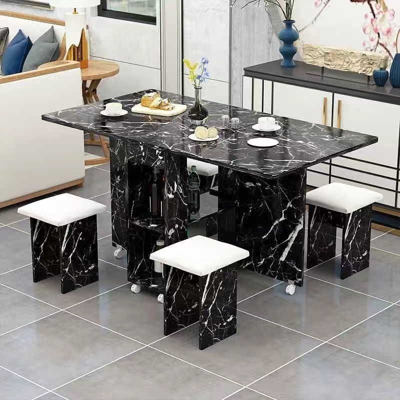 Mesa de comedor plegable doméstica móvil retráctil rectangular simple mesas y sillas multifuncionales de tipo pequeño mesas de comedor combinadas