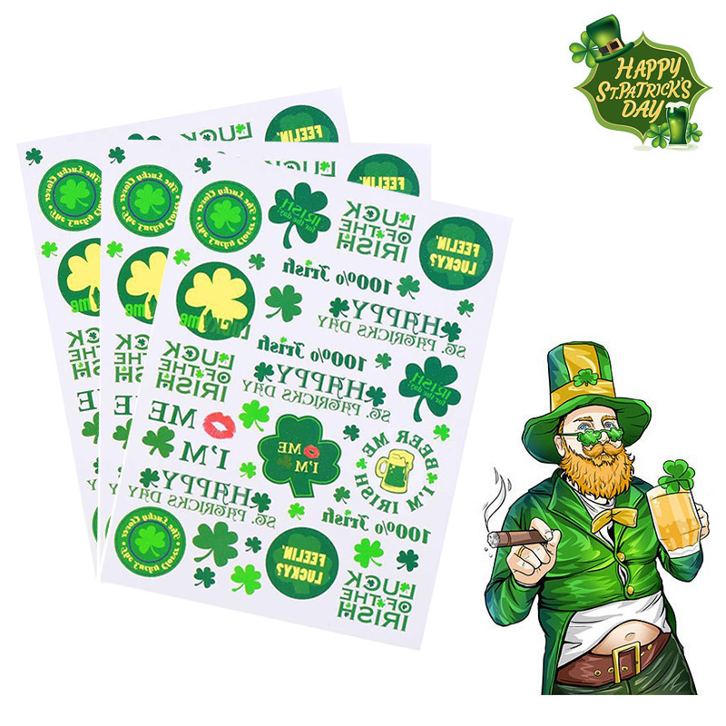 Irish Shamrock Scallion Powder Tattoo Sticker St Patrick's Day Carnival Party Decorations Waterproof Tattoo Sticker Irish Shamrock Scallion Powder Tattoo Sticker St Patrick's Day Carnival Party Decorations Waterproof Tattoo Sticker