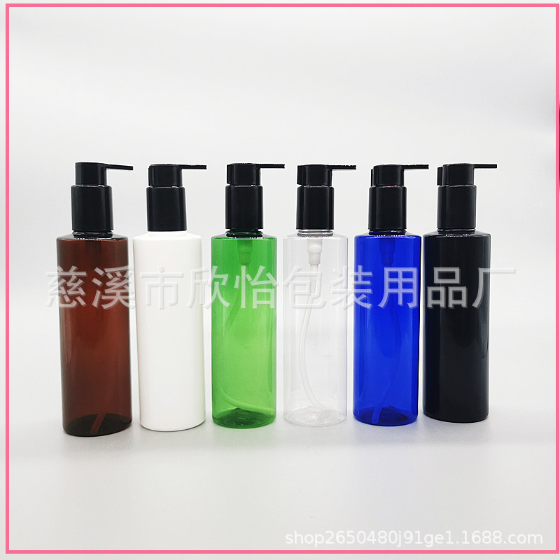 250ml毫升平肩长嘴大泵头乳液洗发水沐浴露瓶PET塑料空瓶精油瓶