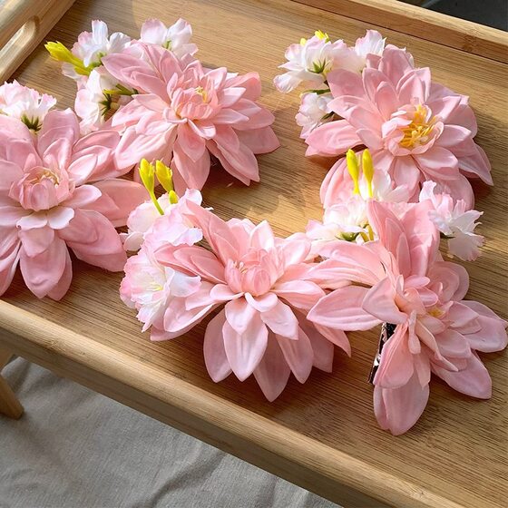 Spring Peach Powder Mist Gentle Pink Flower Hairpin New Chinese Style Disc Hair Ball Head Hairpin Flower Clip Atmosphere Hair Accessories