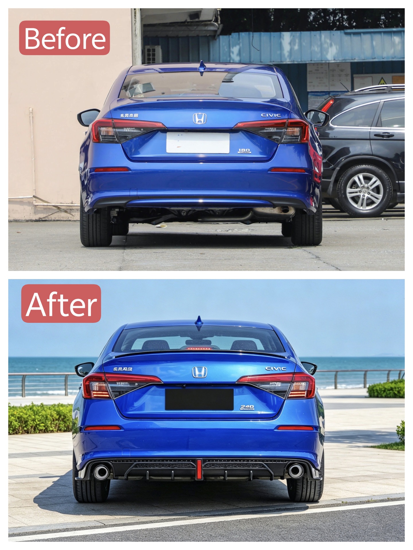 Suitable for 22 models of the 11th generation Civic modification: rear lip, rear spoiler, rear bumper, front splitter, front lip, side skirts, and rear wing
