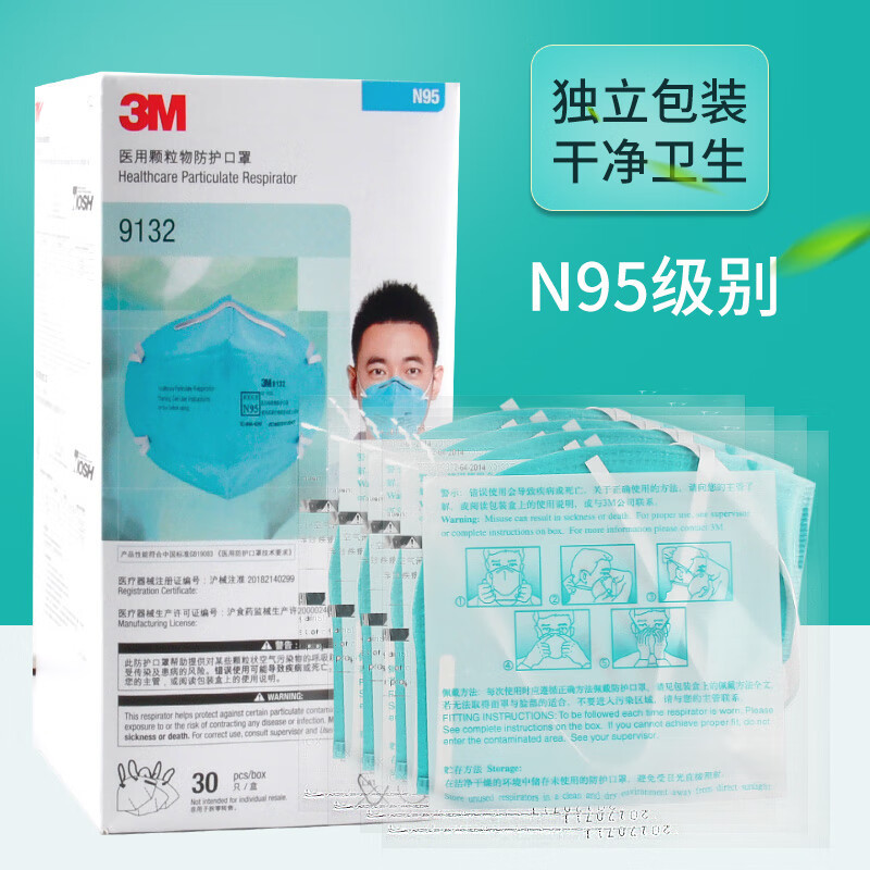 3M 9132 Particle Filtration Particulate Respirator, N95, Head Harness