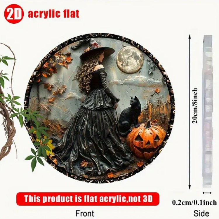 Colgante de cristal de la bruja de la luz de la luna, 'Acrílico en la pared, decoración del hogar festivo, reloj de sol,