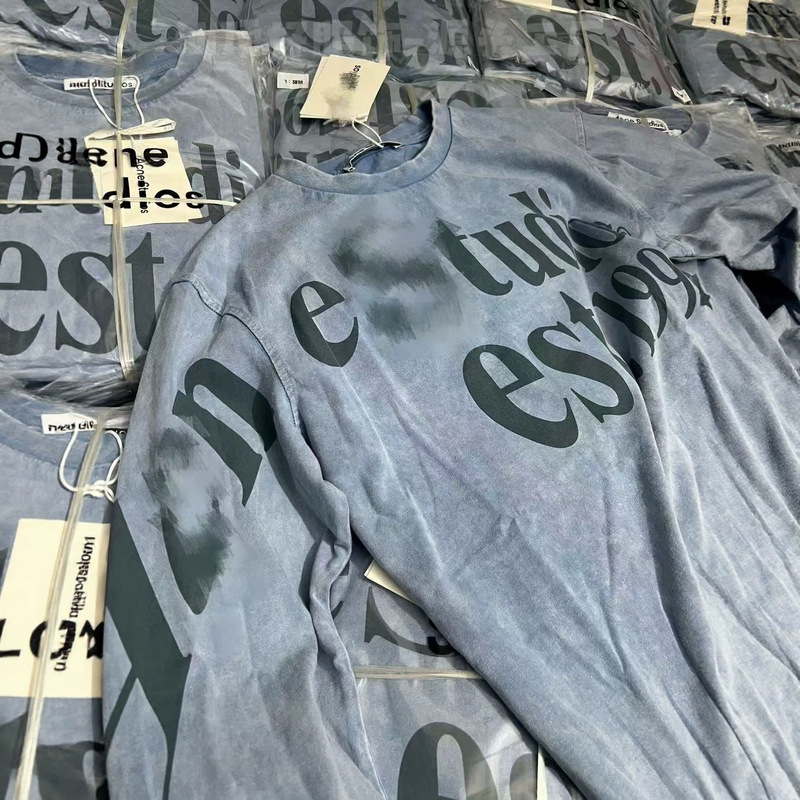 All Three Tags Complete, Ac 26 New Model 1996 Vintage Washed Blue Printed Large Letter Long-Sleeve T-Shirt, Unisex All Three Tags Complete, Ac 26 New Model 1996 Vintage Washed Blue Printed Large Letter Long-Sleeve T-Shirt, Unisex