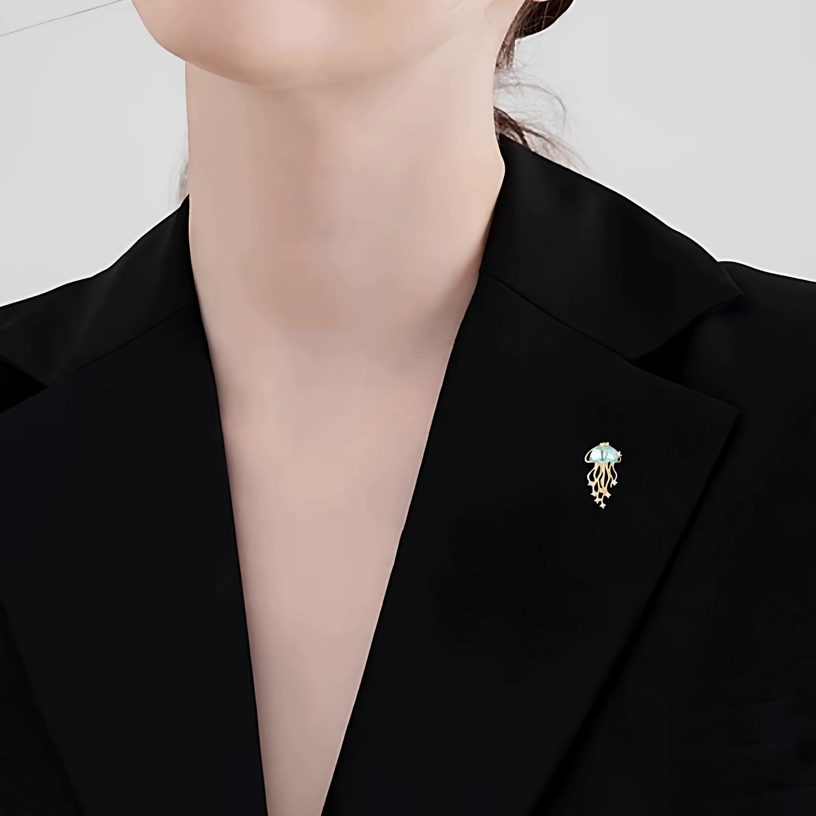 Ozean Quallen Brosche Für Damen, Elegante Sicherheitsnadel Anstecker_voghion.com
