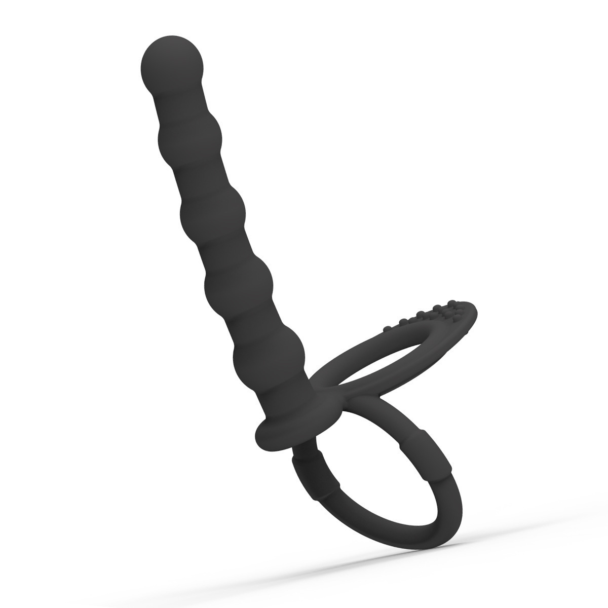 Silicone Anal Beads with Locking Ring, Black Double-Ring Design for Adults — detail image 6