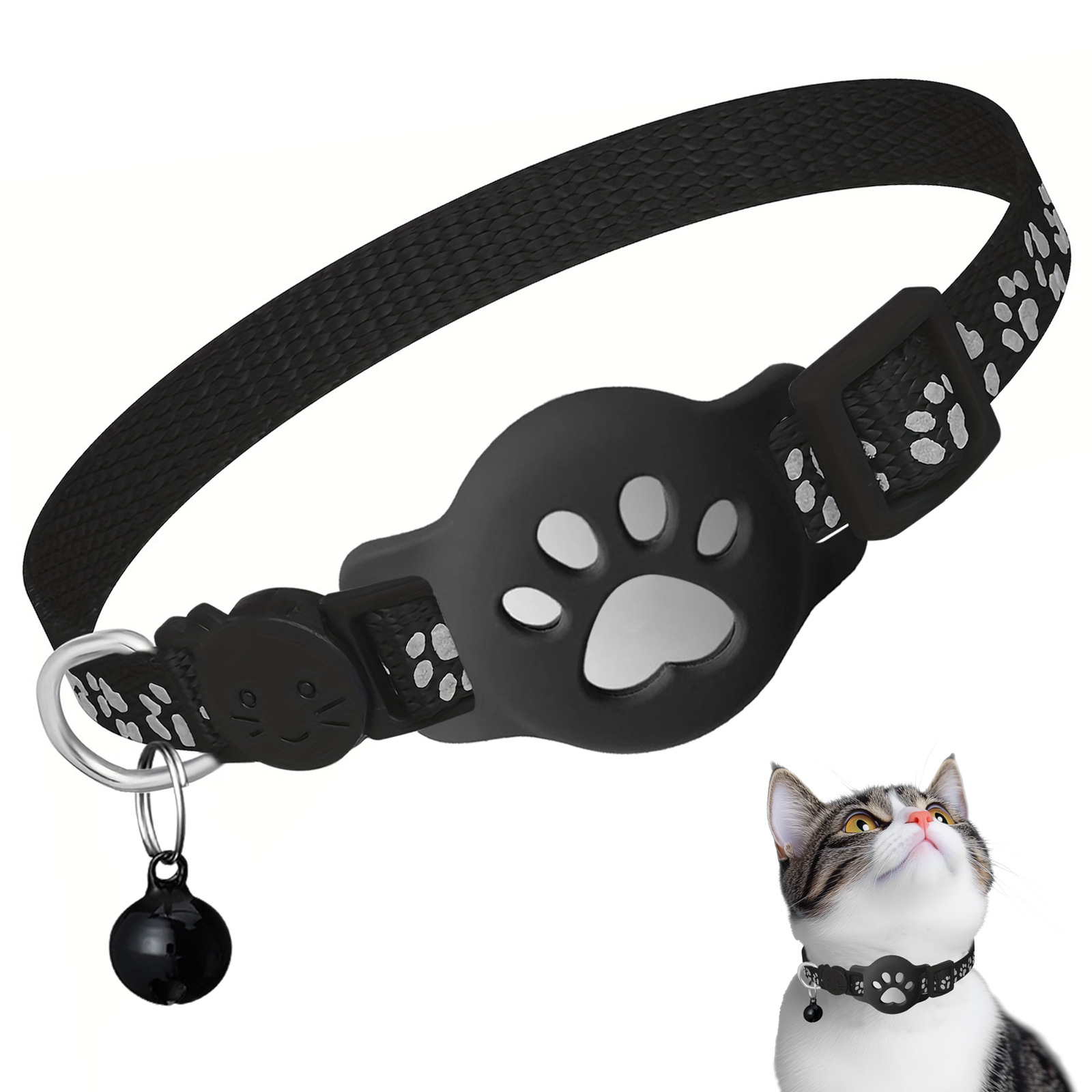 Aplicable Apple Airtag Tracker Funda protectora Pata Collar reflectante con collar de campana Collar de gato en stock