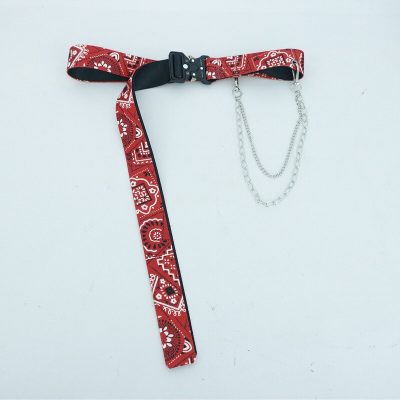 Hip-Hop Trendy Belt Double Pendant Croat Flower Print Y2K Style Hip-Hop Accessories Pants Punk Leather