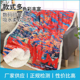 跨境热销【羊羔绒毛毯】高清数码热升华印刷柔软保暖小批量生产