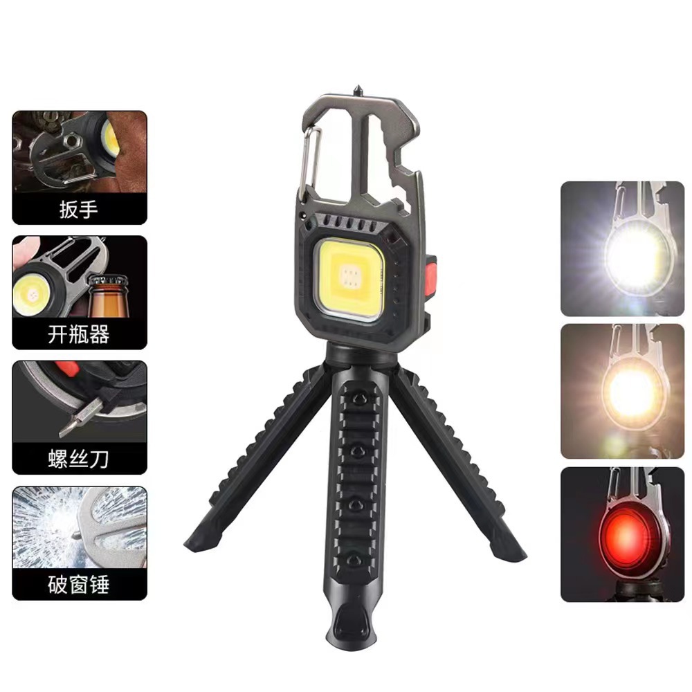 USB mini llavero luz de trabajo COB de alto brillo luz de campamento portátil multifuncional luz portátil al aire libre de emergencia