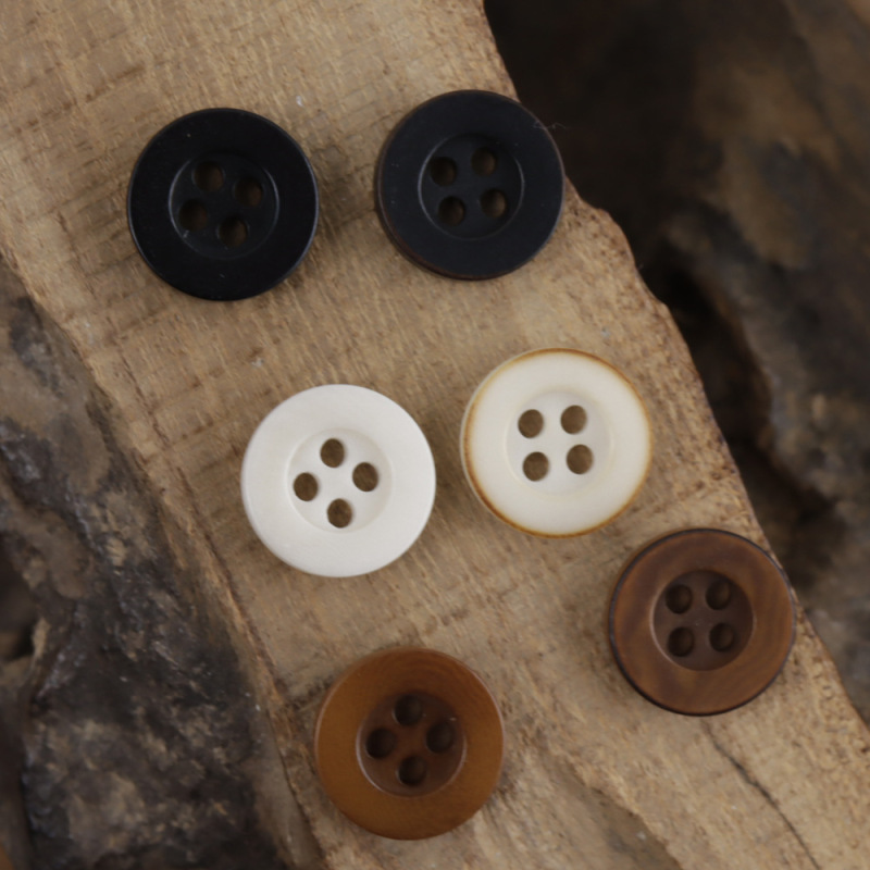Wide-brimmed Black White Vintage Cotton Linen Shirt Button Coffee Casual Workwear Shirt Cardigan Real Fruit Button