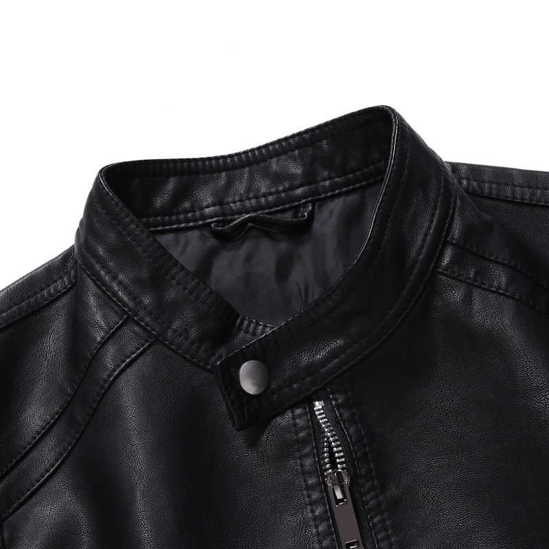 Chaqueta de locomotiva transfronteriza, chaqueta de cuero guapo, chaqueta de cuero simple, chaqueta de cuero sólido para hombres.