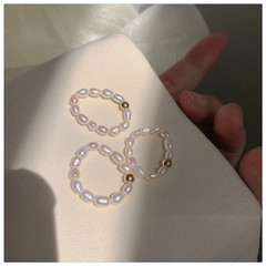 巴洛克天然淡水珍珠戒指女時尚個性日系輕奢食指指環簡約彈力尾戒