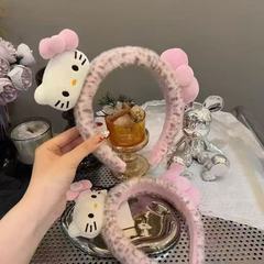 甜美卡通豹纹发箍毛绒洗脸化妆KT猫宽边高颅少女头饰拍照发饰头箍