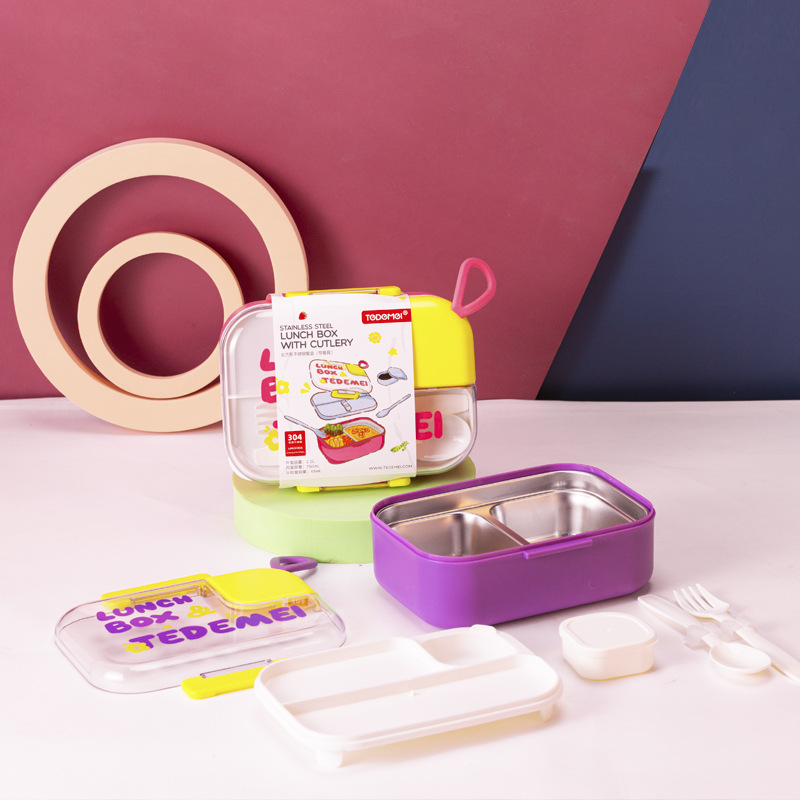 Portable children's lunch box compartment lunch box student stainless steel insulated baby lunch box food supplement bowl new special beauty