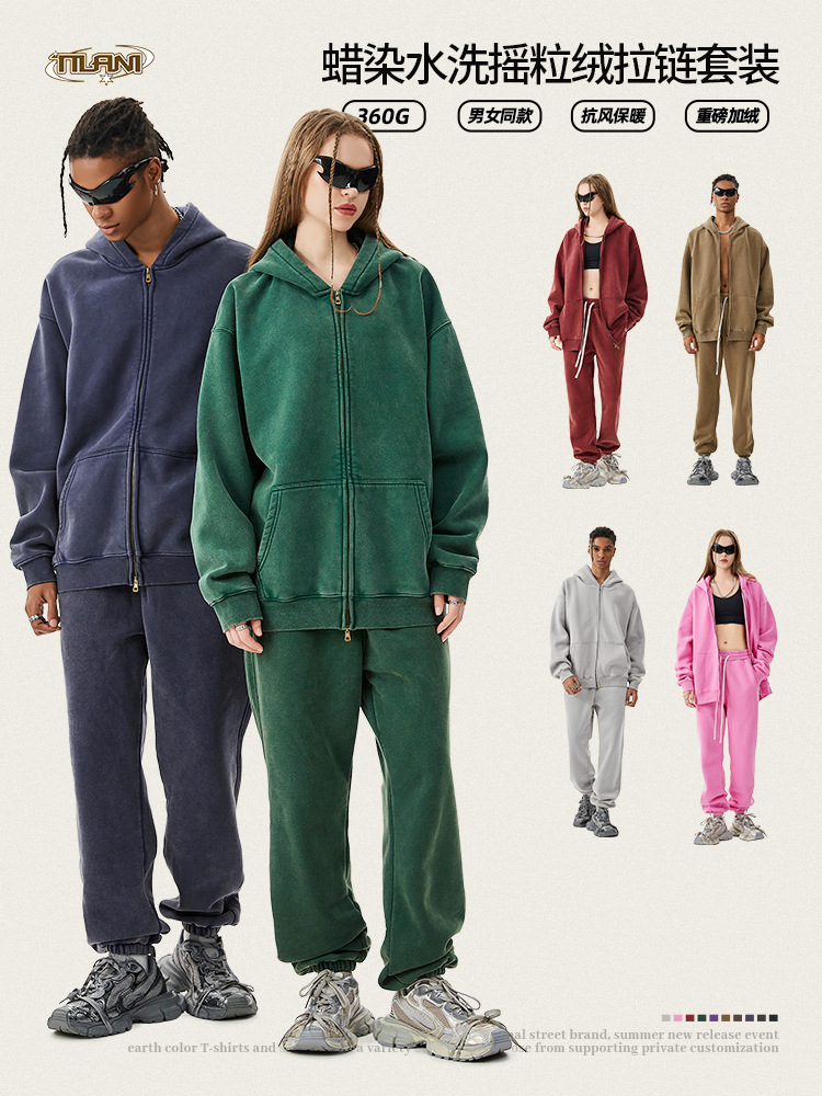 TILANI suéter de los hombres pantalones de chándal traje transfronterizo marca de moda con capucha Otoño e Invierno de lana forrada engrosada conjunto de dos piezas de los hombres