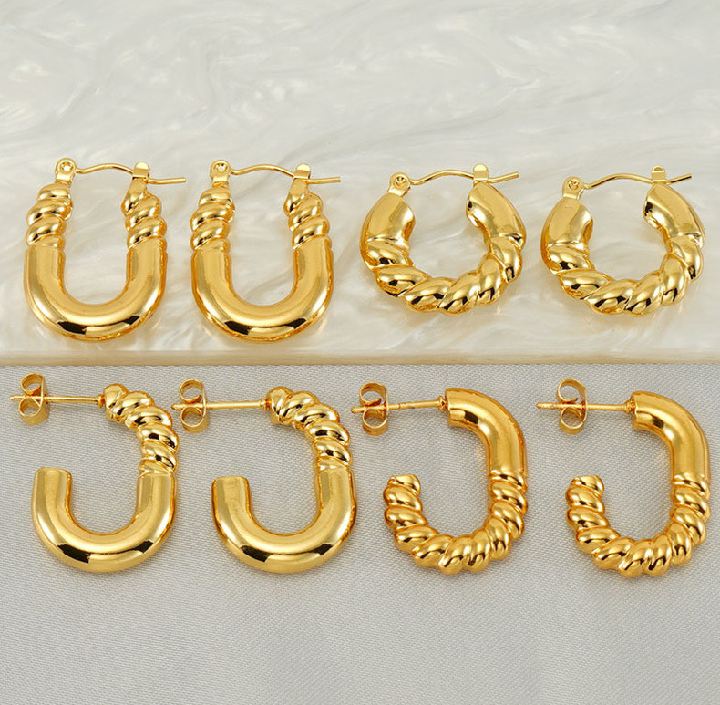1 Pair Quantity 1 Pair Simple Style Geometric 304 Stainless Steel 18K Gold Plated Hoop Earrings Ear Studs