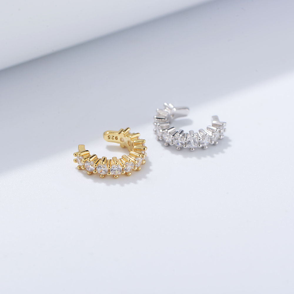 925 Sterling Silver Ear Needle Material 1 Pair 925 Sterling Silver Zircon Geometric Ear Studs