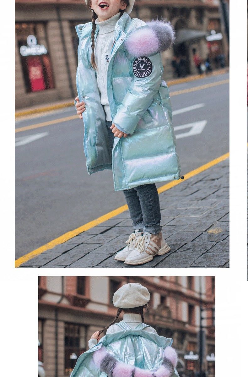 Kids' Clothing Children's Down Cotton Jacket For Baby Girls Mid Length Girls Middle And Large Children Stylish Shiny Winter Coat Cotton Jacket_voghion.com