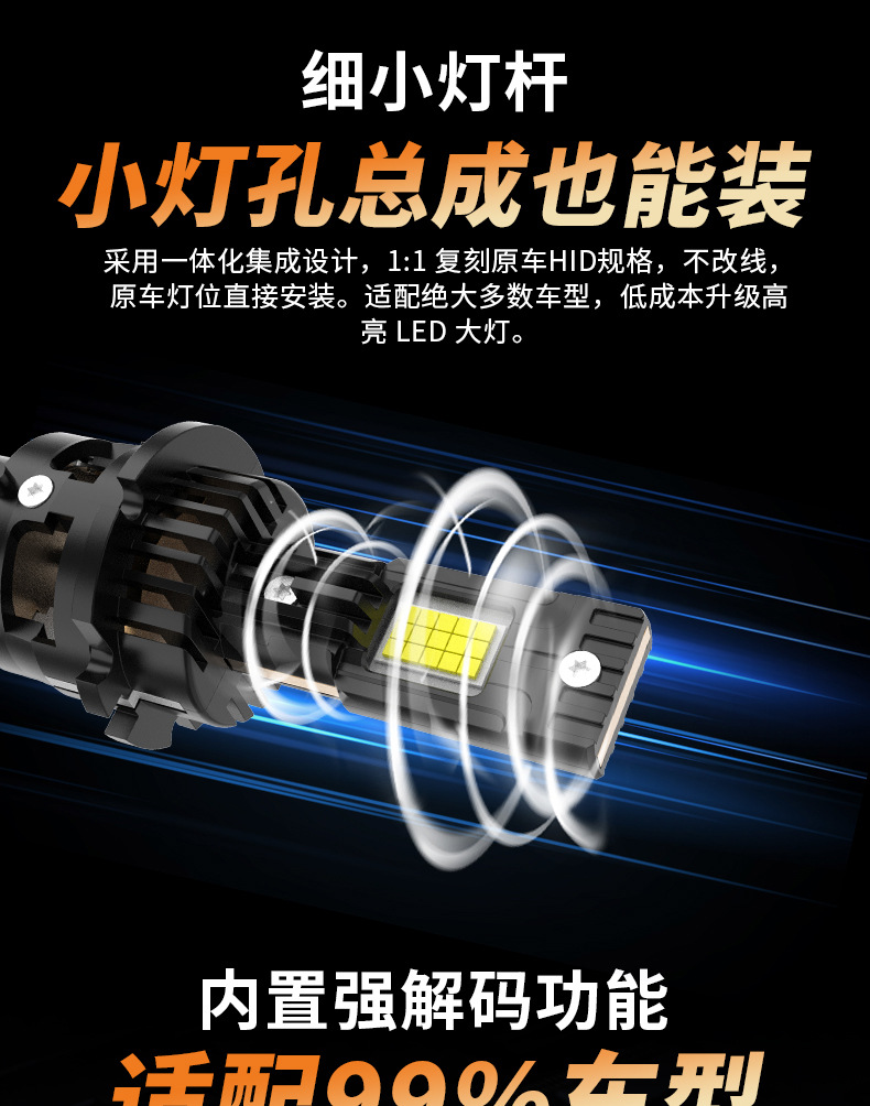 Cross-border exclusive supply of ultra-bright car LED headlights D2S xenon lamp D4S high/low beam 250W focused front light