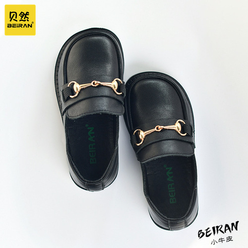 Girls' Lolita leather shoes, princess shoes, British baby school performance soft sole, soft leather, breathable black internet celebrity