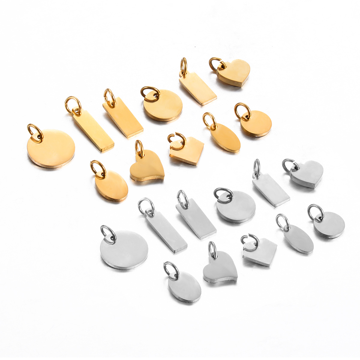 18K Real Gold Plated Plating Material 20 PCS/Package 5*10mm 5*12mm 7*10mm 304 Stainless Steel Oval Heart Shape Solid Color Pendant
