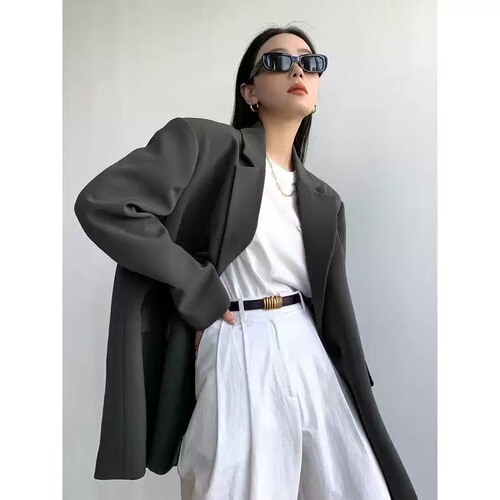 Spring and Autumn Black Stylish Fashion New Coat Business Casual Korean Version Small Women's Suit Coat