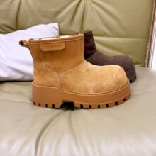 真皮雪地靴女绒皮厚底马丁靴2025新款秋冬季加厚短靴加绒棉鞋子