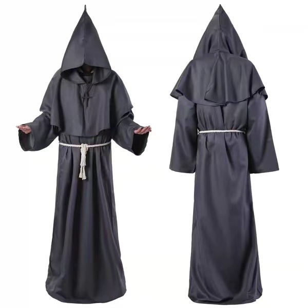 僧侶、修道士のローブ、魔術師、司祭の衣装、教皇、神父のコスプレ、男性用ハロウィン衣装、マントセット、子供用パフォーマンス衣装|undefined