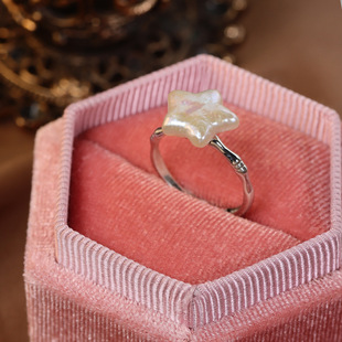 Vintage Baroque Star Natural Freshwater Pearl Ring S925 All-Body Sterling Silver Opening Adjustable Jewelry Wholesale