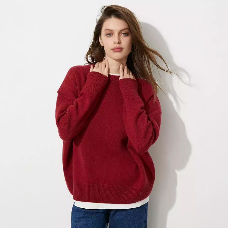 048 Russian Sweater Aliexpress Amazon Autumn and Winter New Round Neck Pullover Loose Cross-Border Sweater for Women