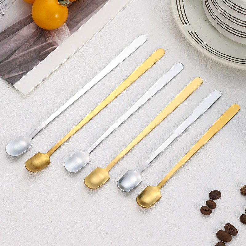 Нержавеющая сталь ложка квадратная ложка домашняя длинная ручка смешивания кофе чай сахар стеклянная чашка ложка кружка рецепта кружка ложка ложка